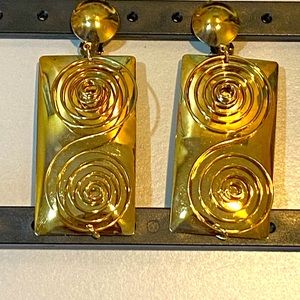 Clip on gold long earrings